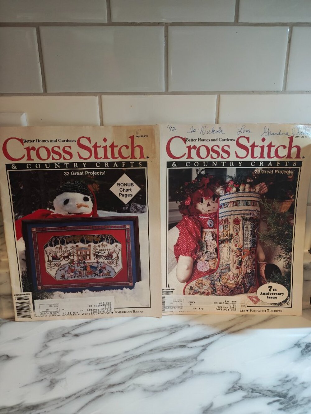 Vintage 1992 Cross Stitch & Country Crafts Magazines Lot of 2 Better Homes and G